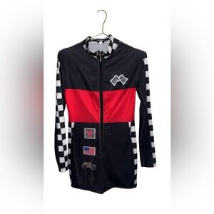 Woman’s Racing-Themed Black & Red Costume Jumpsuit Size Small P2P 18”